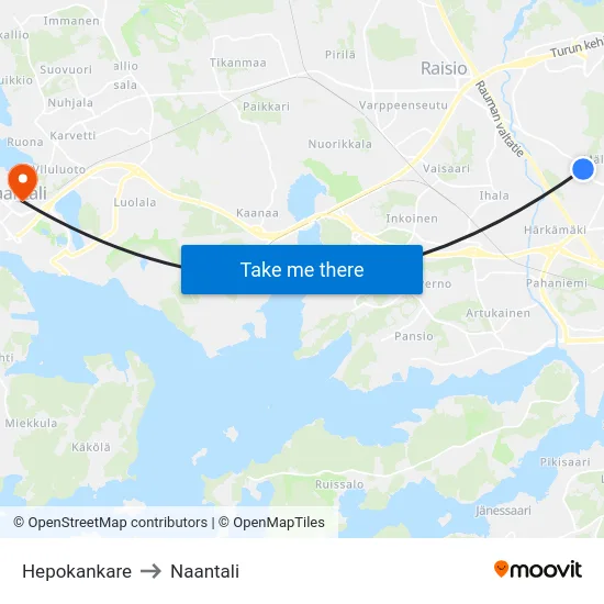 Hepokankare to Naantali map