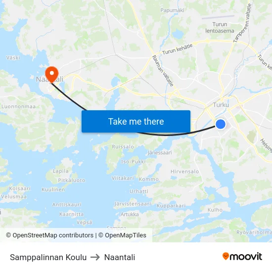 Samppalinnan Koulu to Naantali map