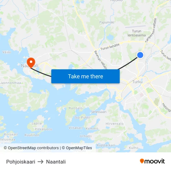Pohjoiskaari to Naantali map