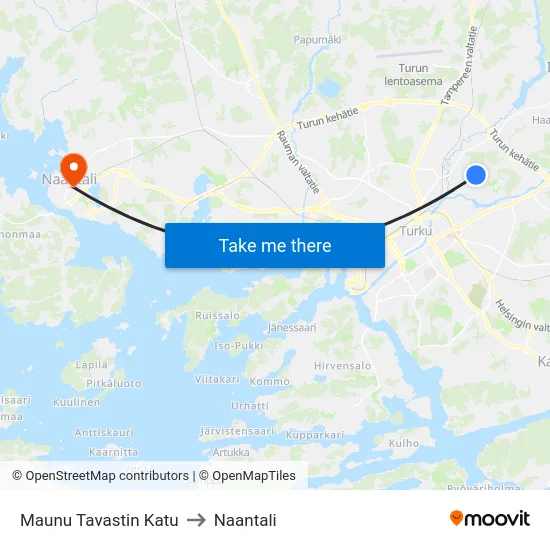 Maunu Tavastin Katu to Naantali map