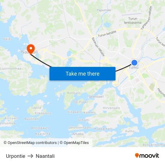 Urpontie to Naantali map