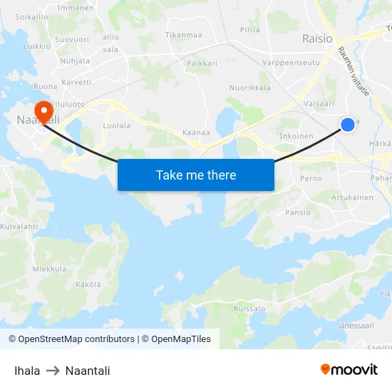 Ihala to Naantali map