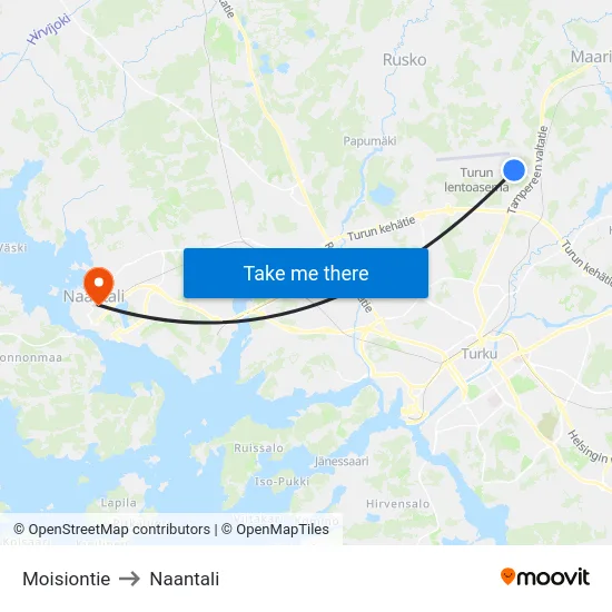 Moisiontie to Naantali map