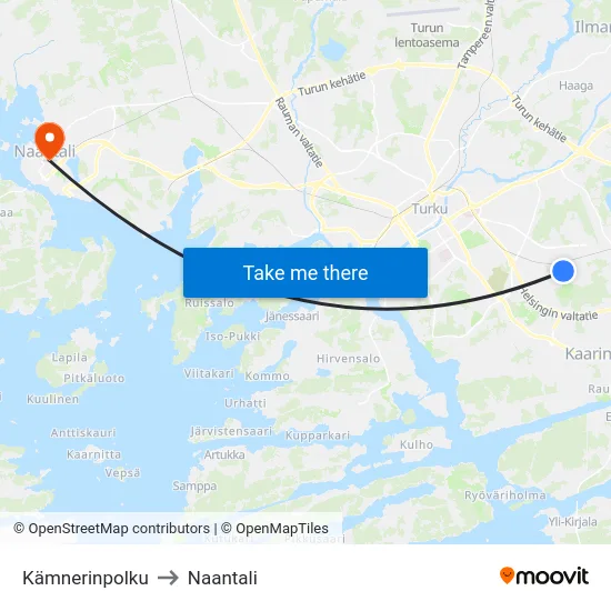 Kämnerinpolku to Naantali map