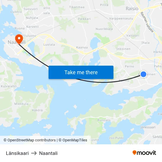 Länsikaari to Naantali map