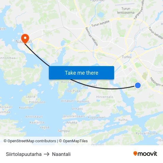 Siirtolapuutarha to Naantali map