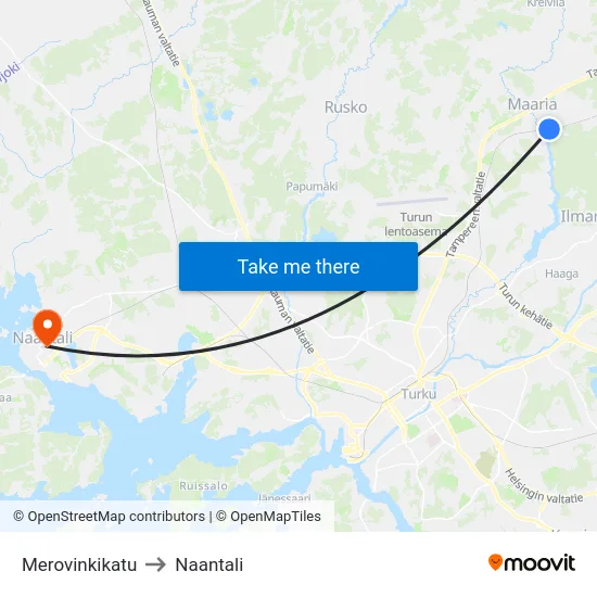 Merovinkikatu to Naantali map