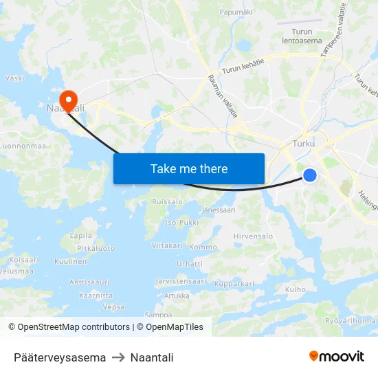 Pääterveysasema to Naantali map