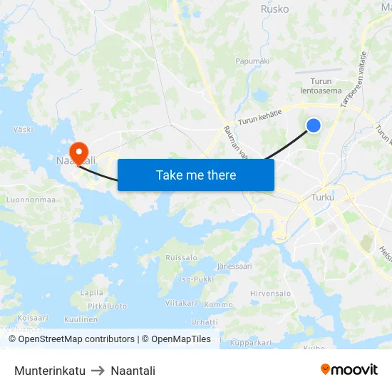 Munterinkatu to Naantali map