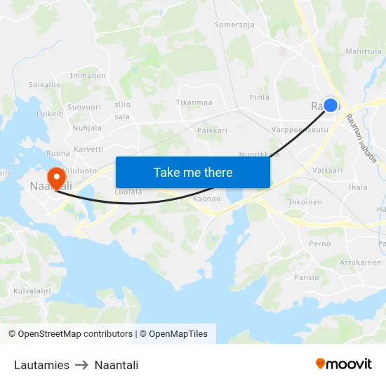 Lautamies to Naantali map