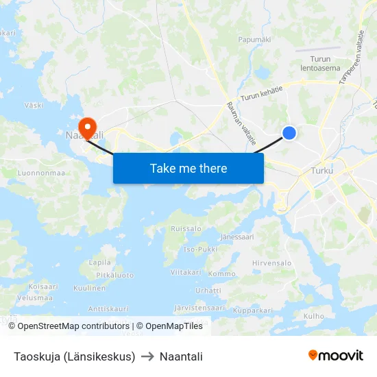 Taoskuja (Länsikeskus) to Naantali map
