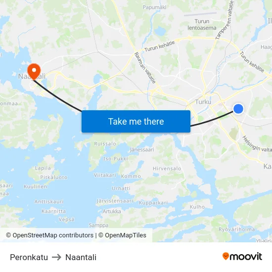 Peronkatu to Naantali map