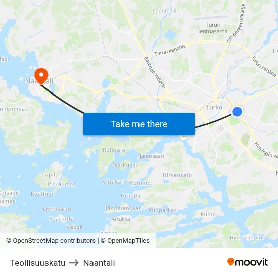 Teollisuuskatu to Naantali map