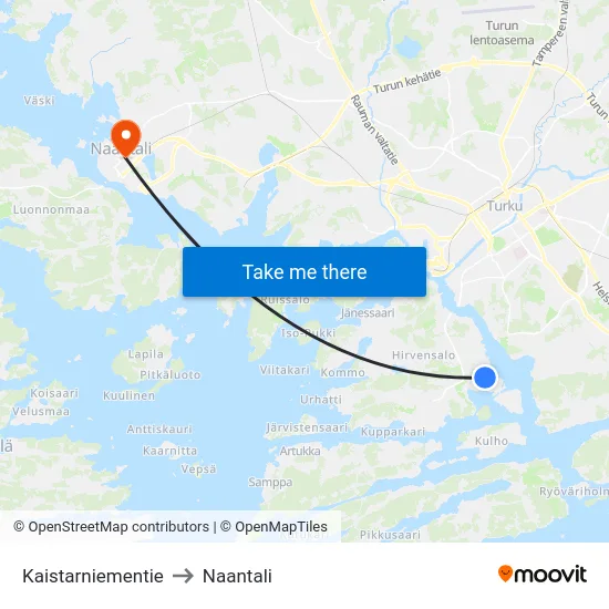 Kaistarniementie to Naantali map