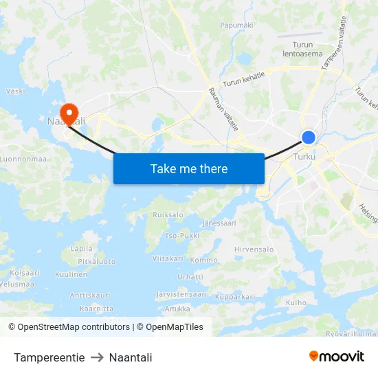 Tampereentie to Naantali map
