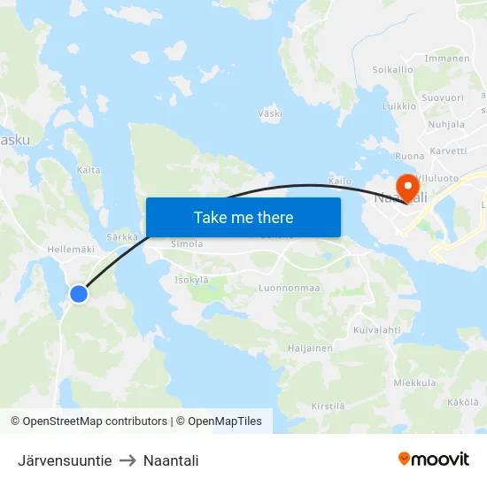 Järvensuuntie to Naantali map