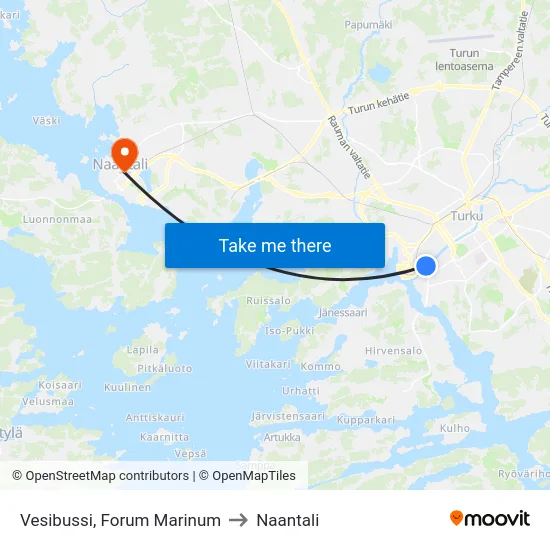 Vesibussi, Forum Marinum to Naantali map