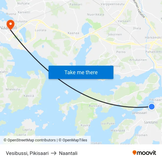 Vesibussi, Pikisaari to Naantali map