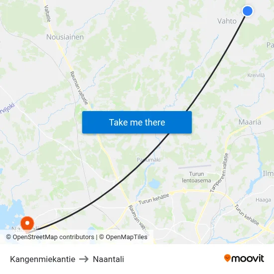 Kangenmiekantie to Naantali map