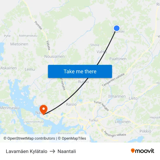 Lavamäen Kylätalo to Naantali map