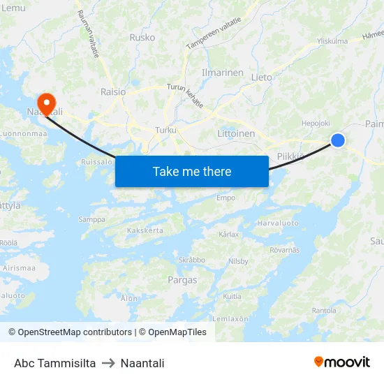 Abc Tammisilta to Naantali map