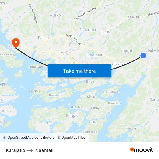 Käräjätie to Naantali map