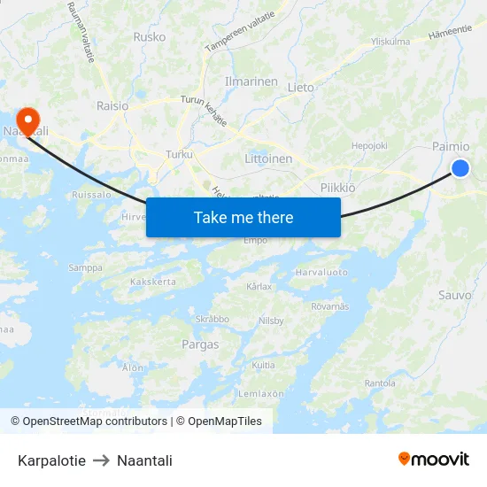 Karpalotie to Naantali map