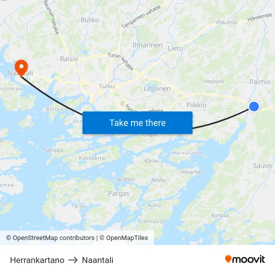 Herrankartano to Naantali map