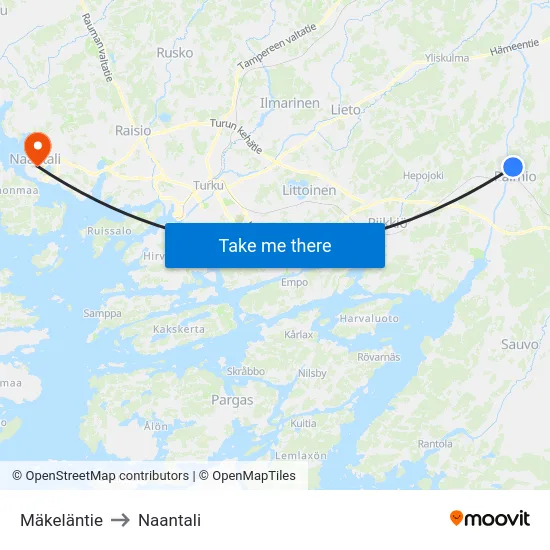 Mäkeläntie to Naantali map