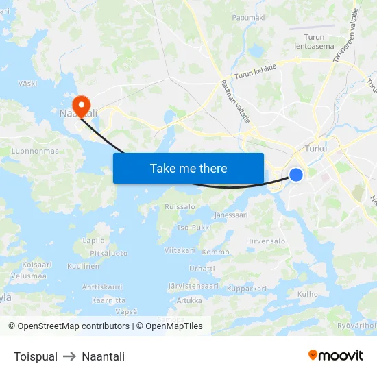 Toispual to Naantali map