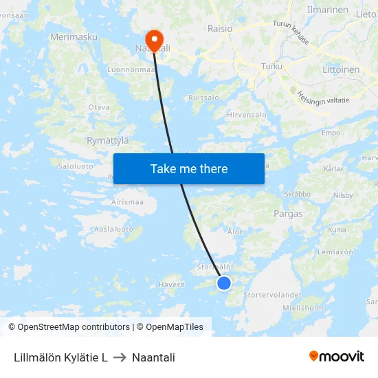 Lillmälön Kylätie L to Naantali map