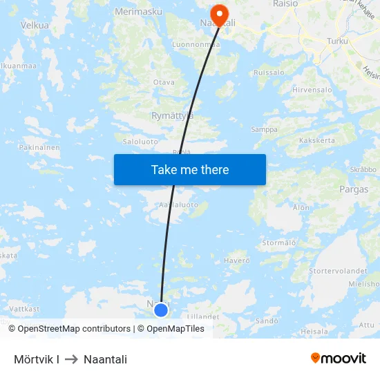 Mörtvik I to Naantali map