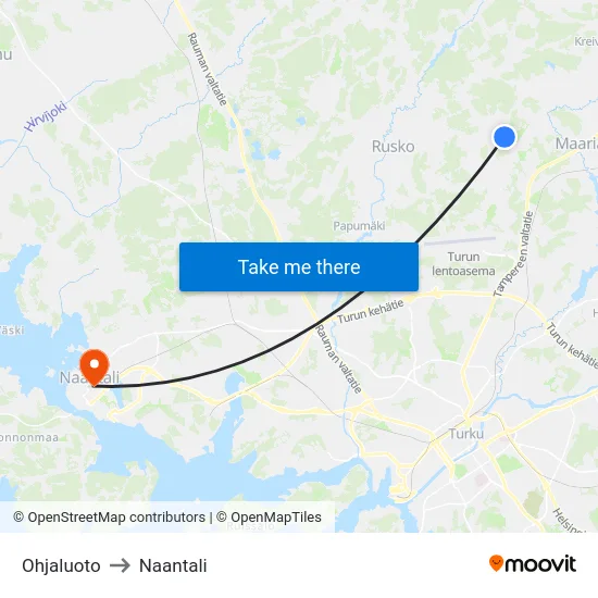 Ohjaluoto to Naantali map