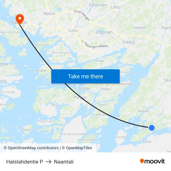 Halslahdentie P to Naantali map