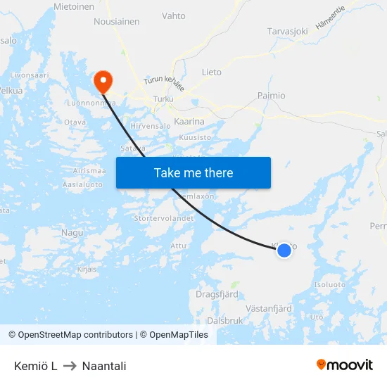 Kemiö L to Naantali map