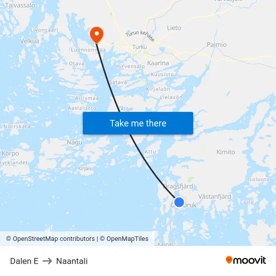 Dalen E to Naantali map