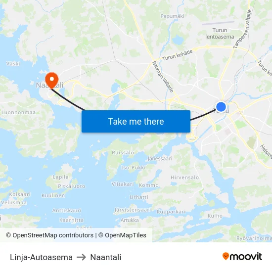 Linja-Autoasema to Naantali map
