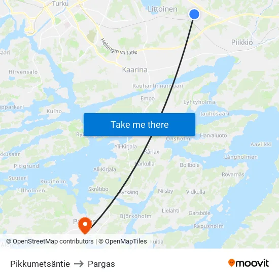 Pikkumetsäntie to Pargas map