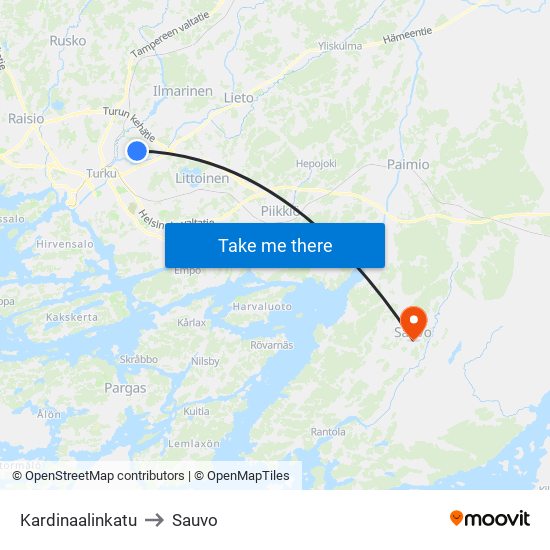 Kardinaalinkatu to Sauvo map