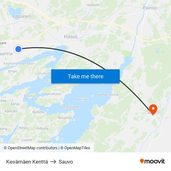 Kesämäen Kenttä to Sauvo map