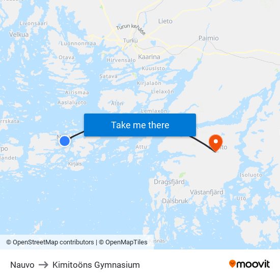 Nauvo to Kimitoöns Gymnasium map