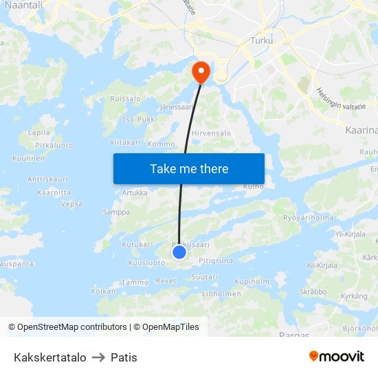 Kakskertatalo to Patis map