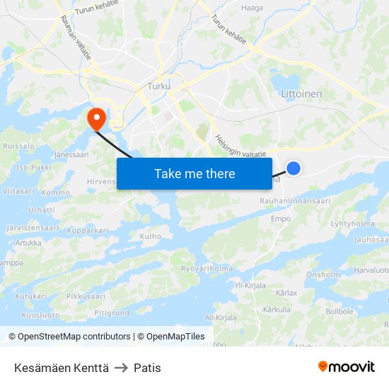 Kesämäen Kenttä to Patis map