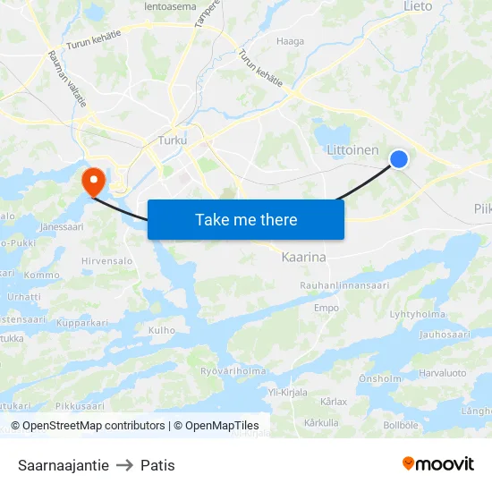 Saarnaajantie to Patis map