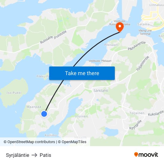 Syrjäläntie to Patis map