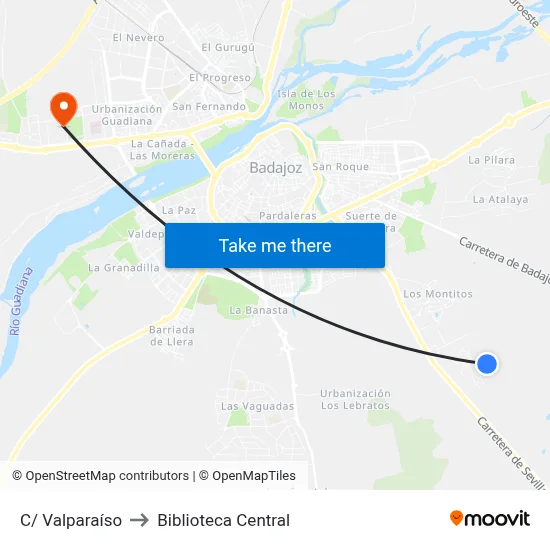 C/ Valparaíso to Biblioteca Central map