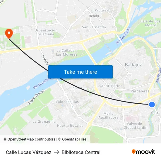 Calle Lucas Vázquez to Biblioteca Central map