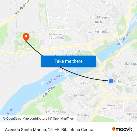 Avenida Santa Marina, 15 to Biblioteca Central map