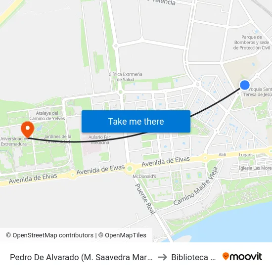 Pedro De Alvarado (M. Saavedra Martínez, Seminario) to Biblioteca Central map
