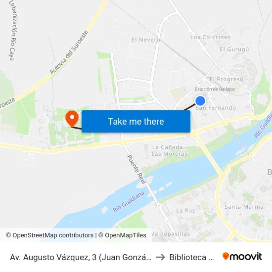 Av. Augusto Vázquez, 3 (Juan González Rodríguez) to Biblioteca Central map